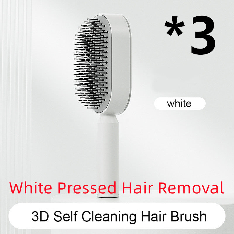 Self Cleaning Hair Brush For Women One-key Cleaning Hair Loss Airbag Massage Scalp Comb Anti-Static Hairbrush-zoom-