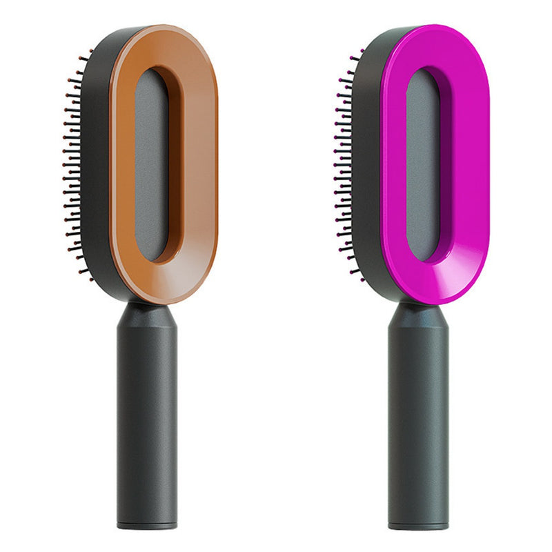 Self Cleaning Hair Brush For Women One-key Cleaning Hair Loss Airbag Massage Scalp Comb Anti-Static Hairbrush-zoom-