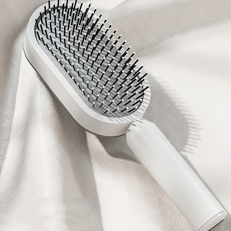 Self Cleaning Hair Brush For Women One-key Cleaning Hair Loss Airbag Massage Scalp Comb Anti-Static Hairbrush-zoom-