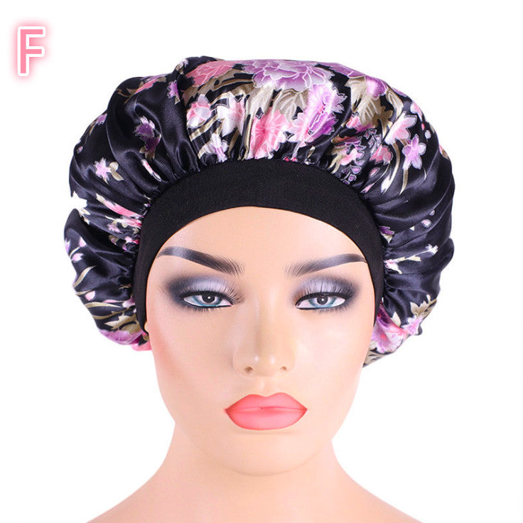 Beauty print Satin silk Bonnet sleep night cap-zoom-