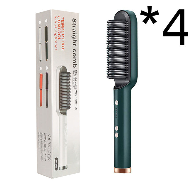 New 2 In 1 Hair Straightener Hot Comb Negative Ion Curling Tong Dual-purpose Electric Hair Brush-zoom-