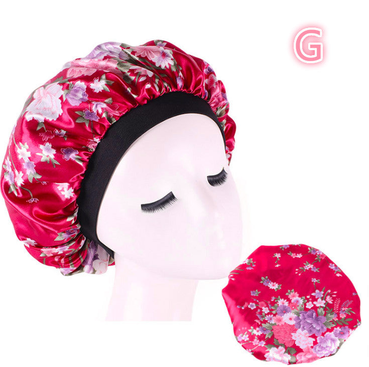 Beauty print Satin silk Bonnet sleep night cap-zoom-