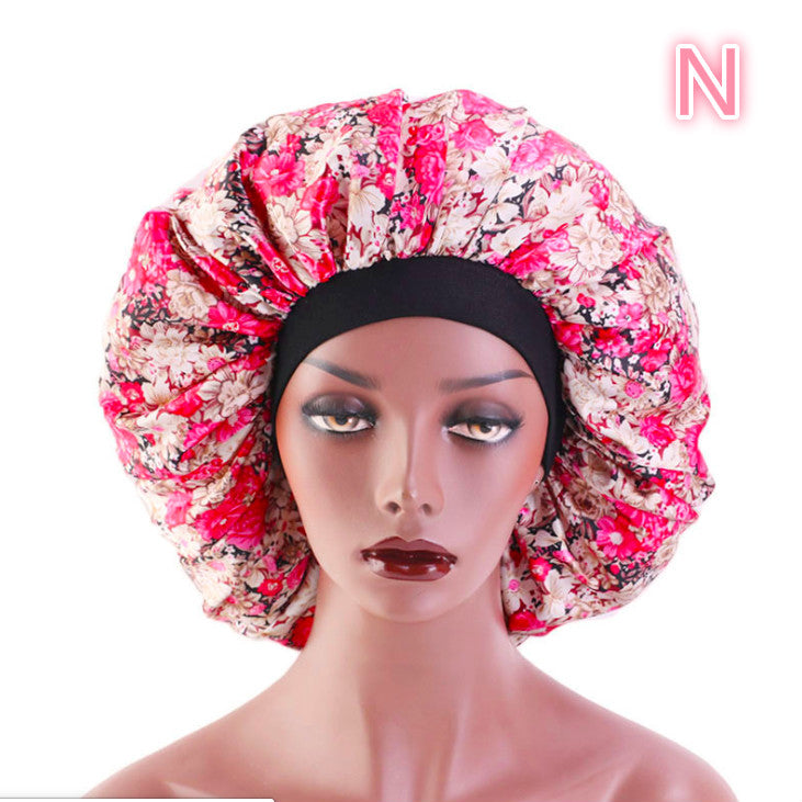Beauty print Satin silk Bonnet sleep night cap-zoom-