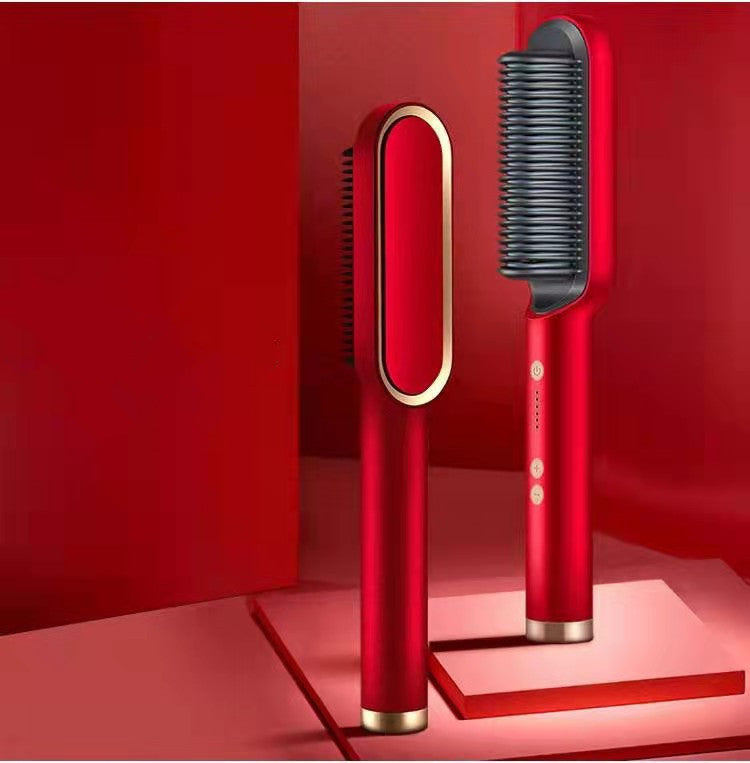 New 2 In 1 Hair Straightener Hot Comb Negative Ion Curling Tong Dual-purpose Electric Hair Brush-zoom-