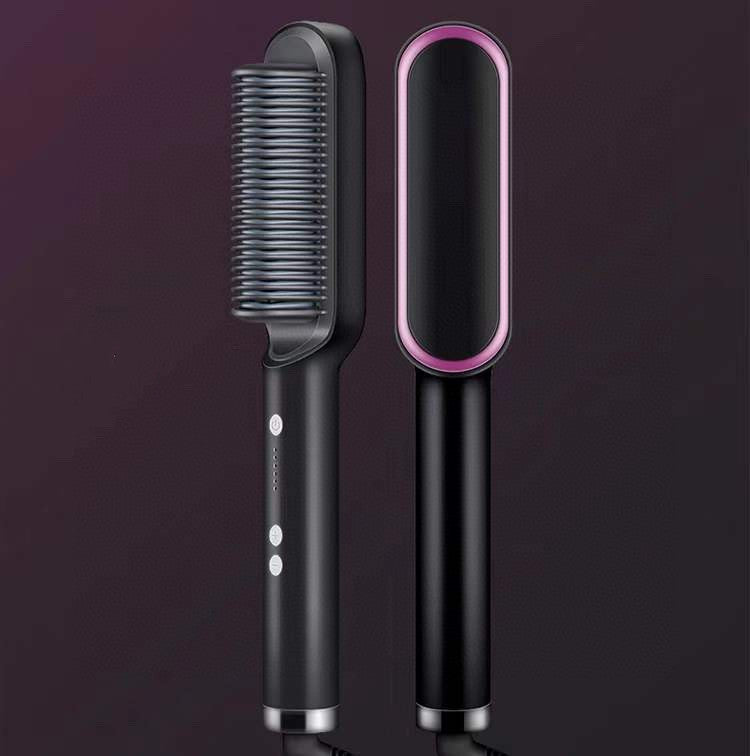 New 2 In 1 Hair Straightener Hot Comb Negative Ion Curling Tong Dual-purpose Electric Hair Brush-zoom-
