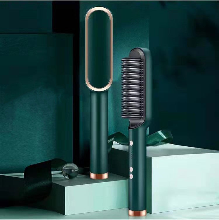 New 2 In 1 Hair Straightener Hot Comb Negative Ion Curling Tong Dual-purpose Electric Hair Brush-zoom-