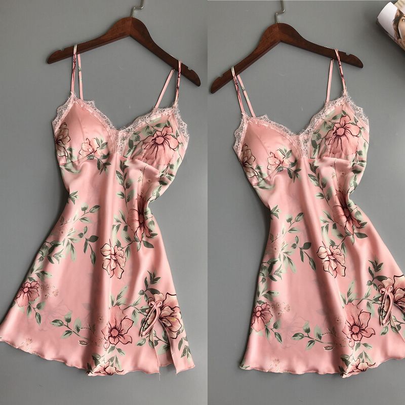 Robe Underwear women's night dress lace sleepwear Silk Satin-zoom-