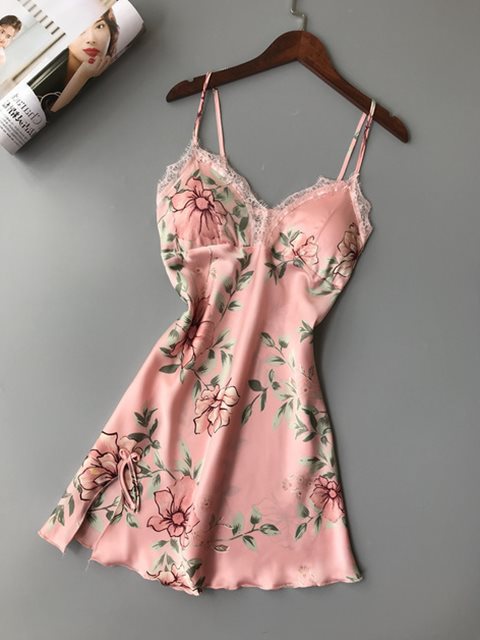 Robe Underwear women's night dress lace sleepwear Silk Satin-zoom-
