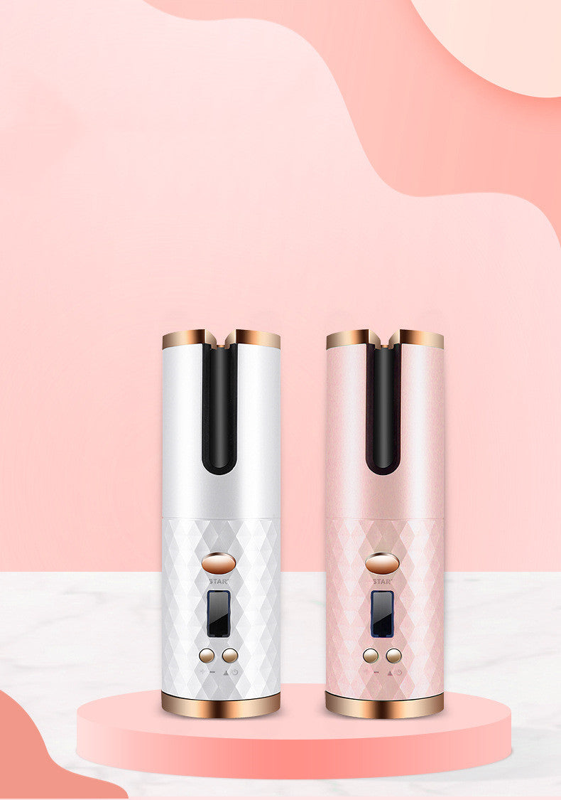 Rechargeable Automatic Hair Curler Women Portable Hair Curling Iron LCD Display Ceramic Curly Rotating Curling Wave Styer-zoom-