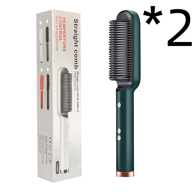 New 2 In 1 Hair Straightener Hot Comb Negative Ion Curling Tong Dual-purpose Electric Hair Brush-zoom-
