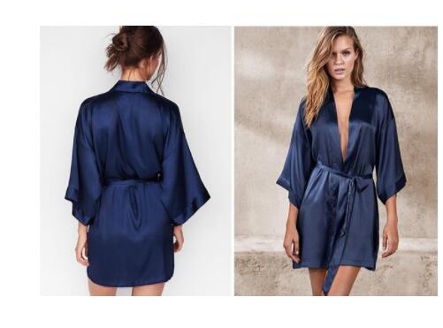 Summer Champagne Chinese Bride Wedding Robe Satin Sleepwear-zoom-