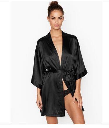 Summer Champagne Chinese Bride Wedding Robe Satin Sleepwear-zoom-