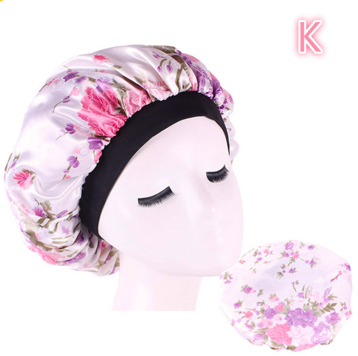 Beauty print Satin silk Bonnet sleep night cap-zoom-