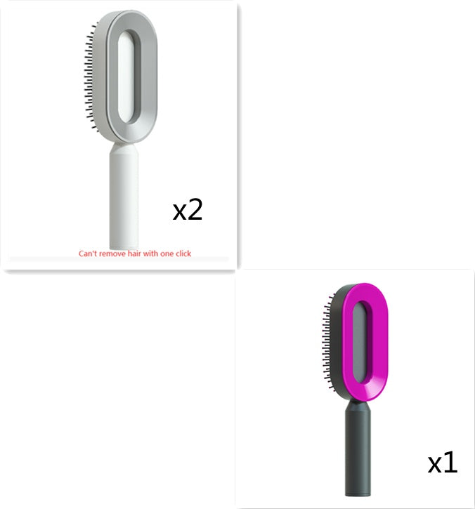 Self Cleaning Hair Brush For Women One-key Cleaning Hair Loss Airbag Massage Scalp Comb Anti-Static Hairbrush-zoom-