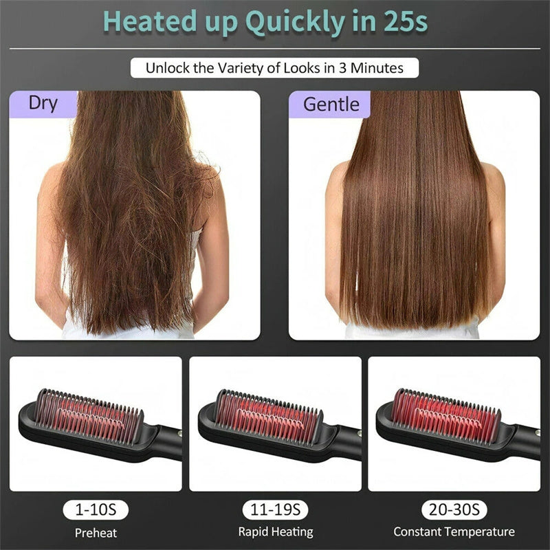 New 2 In 1 Hair Straightener Hot Comb Negative Ion Curling Tong Dual-purpose Electric Hair Brush-zoom-
