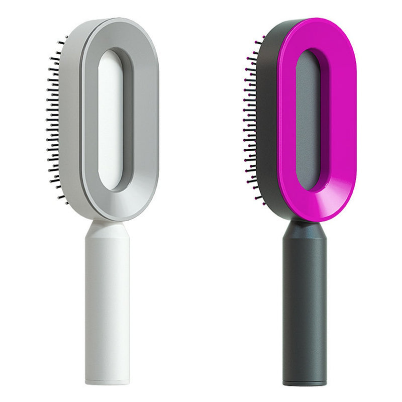 Self Cleaning Hair Brush For Women One-key Cleaning Hair Loss Airbag Massage Scalp Comb Anti-Static Hairbrush-zoom-
