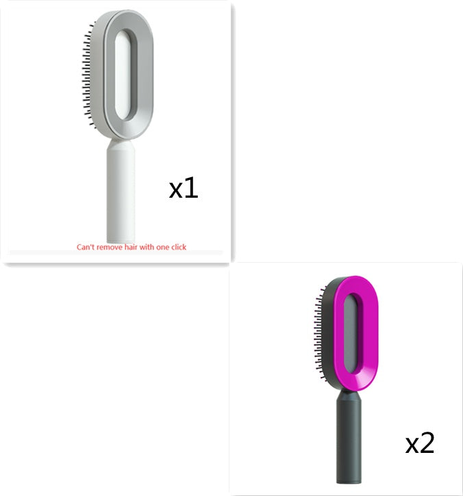 Self Cleaning Hair Brush For Women One-key Cleaning Hair Loss Airbag Massage Scalp Comb Anti-Static Hairbrush-zoom-