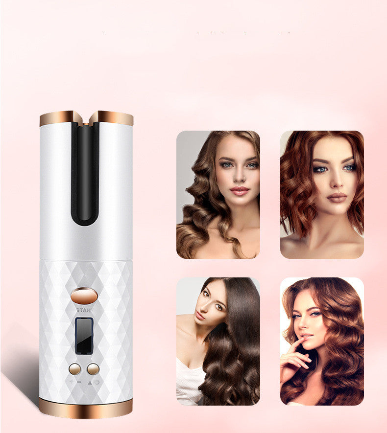 Rechargeable Automatic Hair Curler Women Portable Hair Curling Iron LCD Display Ceramic Curly Rotating Curling Wave Styer-zoom-