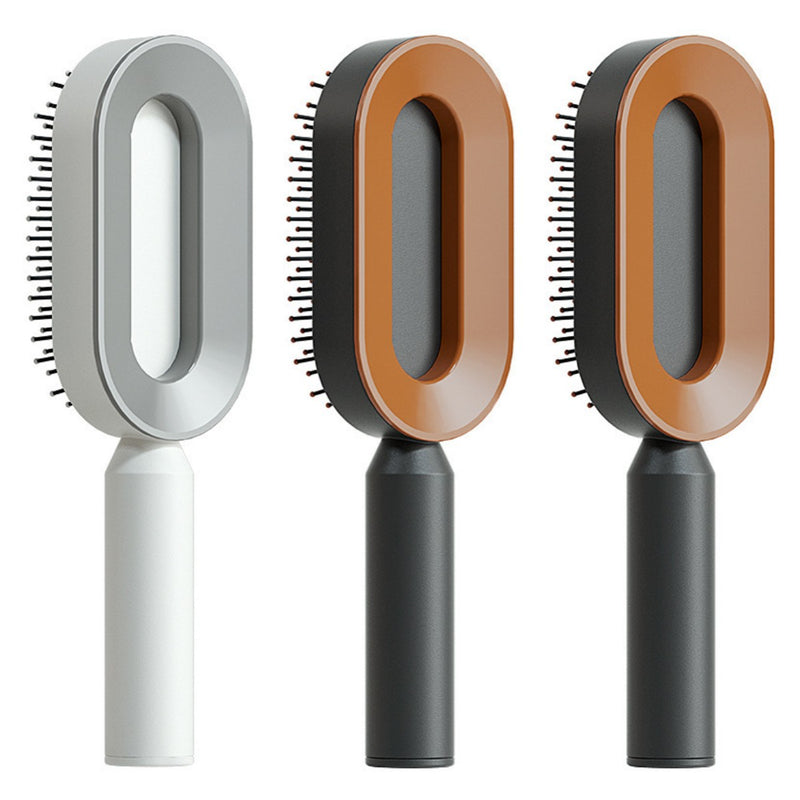 Self Cleaning Hair Brush For Women One-key Cleaning Hair Loss Airbag Massage Scalp Comb Anti-Static Hairbrush-zoom-