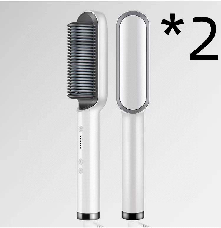 New 2 In 1 Hair Straightener Hot Comb Negative Ion Curling Tong Dual-purpose Electric Hair Brush-zoom-