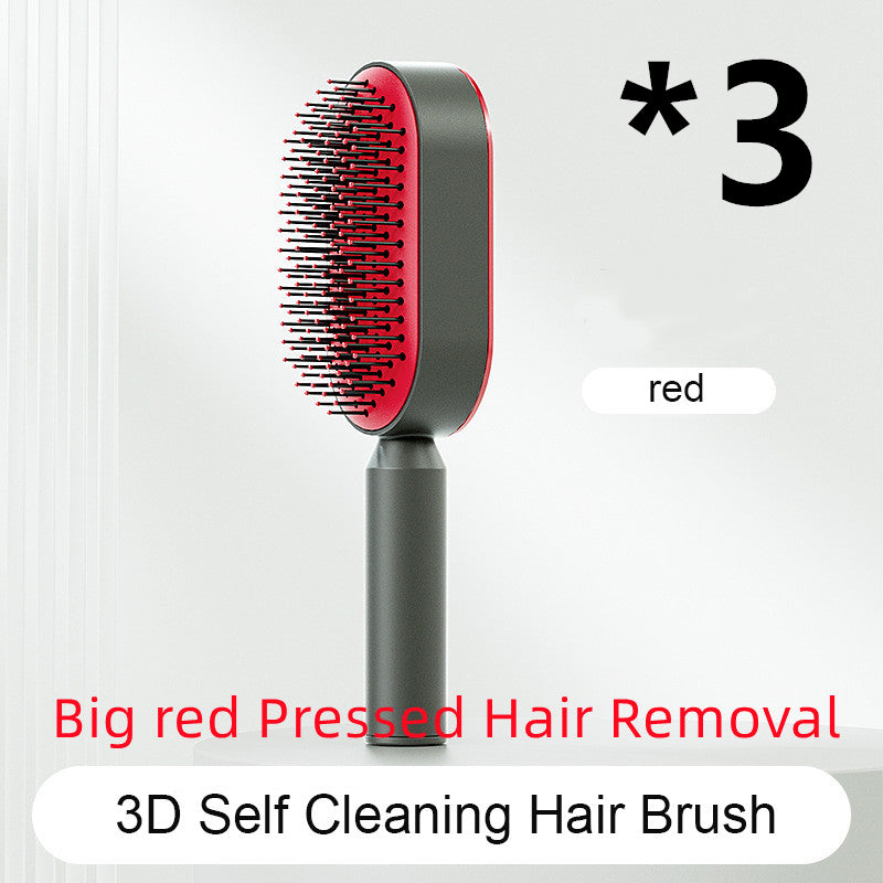 Self Cleaning Hair Brush For Women One-key Cleaning Hair Loss Airbag Massage Scalp Comb Anti-Static Hairbrush-zoom-