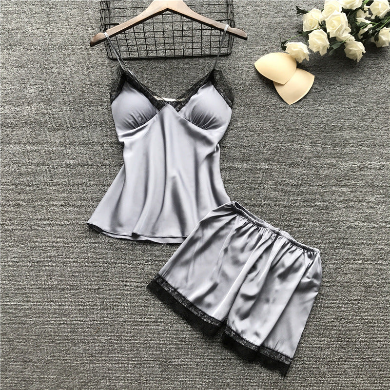 Silk pajama four piece set-zoom-