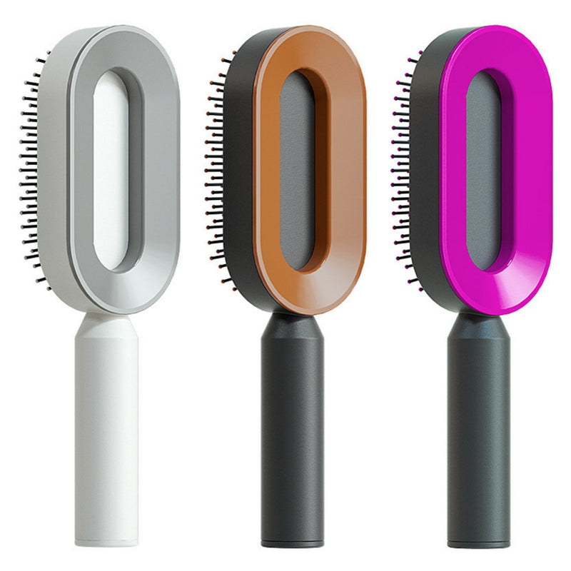Self Cleaning Hair Brush For Women One-key Cleaning Hair Loss Airbag Massage Scalp Comb Anti-Static Hairbrush-zoom-