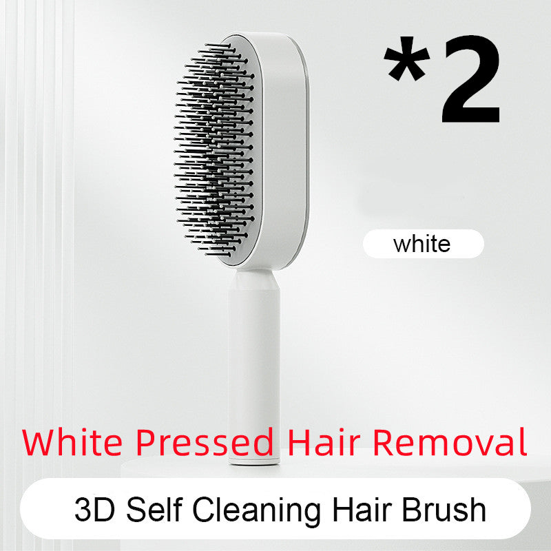 Self Cleaning Hair Brush For Women One-key Cleaning Hair Loss Airbag Massage Scalp Comb Anti-Static Hairbrush-zoom-