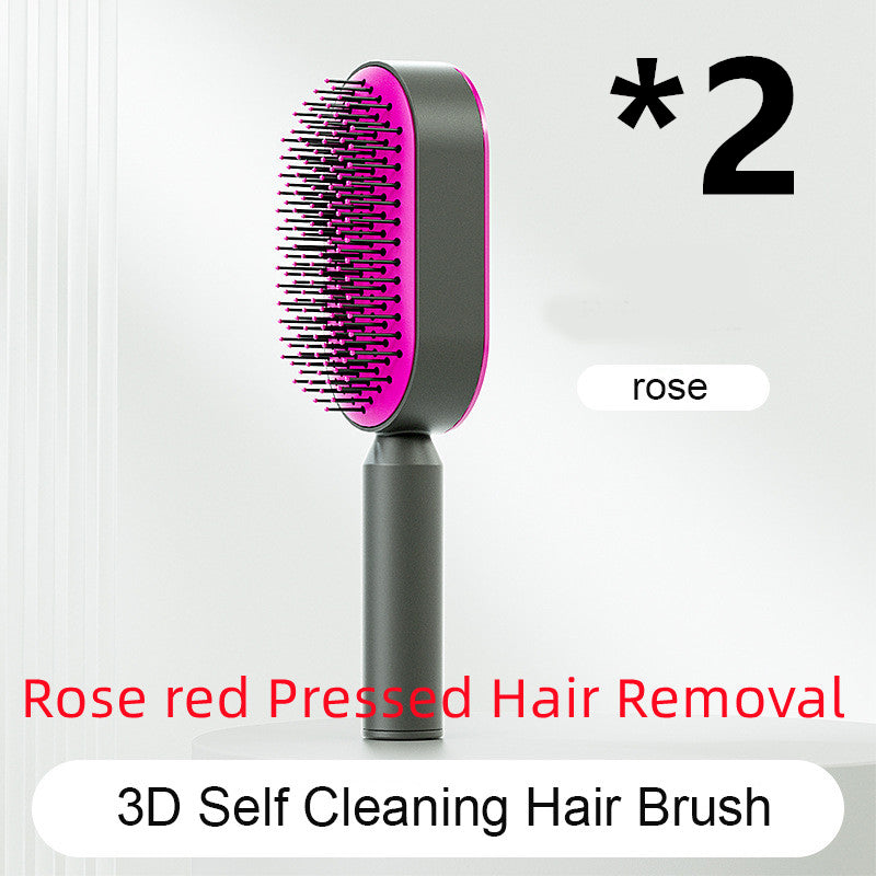 Self Cleaning Hair Brush For Women One-key Cleaning Hair Loss Airbag Massage Scalp Comb Anti-Static Hairbrush-zoom-