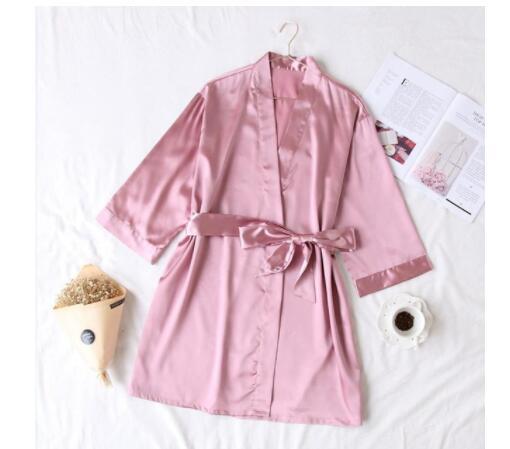 Summer Champagne Chinese Bride Wedding Robe Satin Sleepwear-zoom-