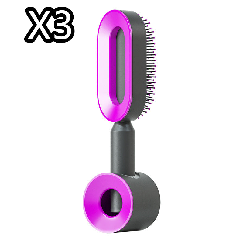 Self Cleaning Hair Brush For Women One-key Cleaning Hair Loss Airbag Massage Scalp Comb Anti-Static Hairbrush-zoom-