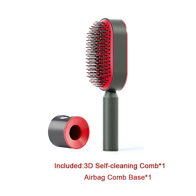 Self Cleaning Hair Brush For Women One-key Cleaning Hair Loss Airbag Massage Scalp Comb Anti-Static Hairbrush-zoom-