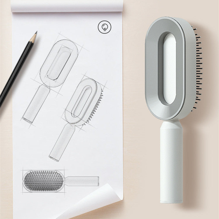 Self Cleaning Hair Brush For Women One-key Cleaning Hair Loss Airbag Massage Scalp Comb Anti-Static Hairbrush-zoom-
