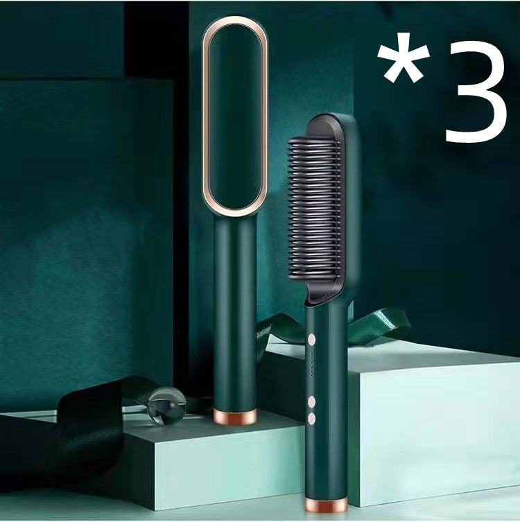 New 2 In 1 Hair Straightener Hot Comb Negative Ion Curling Tong Dual-purpose Electric Hair Brush-zoom-