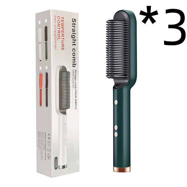 New 2 In 1 Hair Straightener Hot Comb Negative Ion Curling Tong Dual-purpose Electric Hair Brush-zoom-