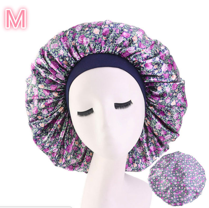 Beauty print Satin silk Bonnet sleep night cap-zoom-
