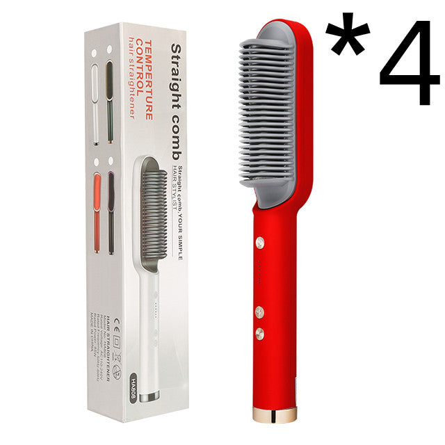 New 2 In 1 Hair Straightener Hot Comb Negative Ion Curling Tong Dual-purpose Electric Hair Brush-zoom-