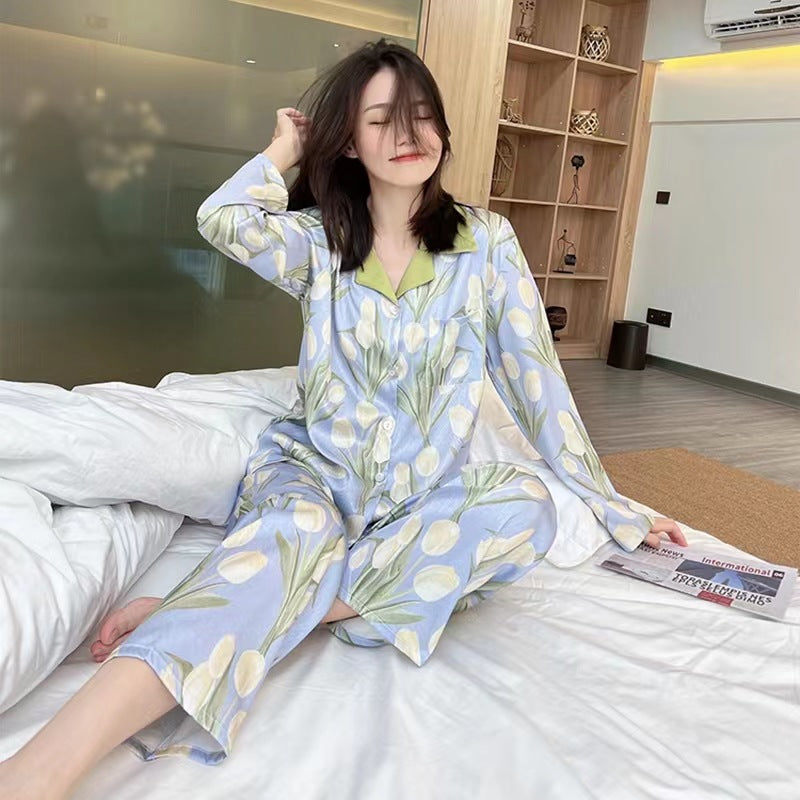 Women's High-end Ice Silk Pajama Set-zoom-