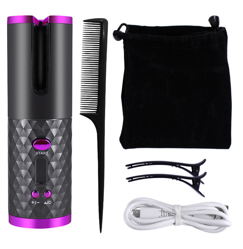 Rechargeable Automatic Hair Curler Women Portable Hair Curling Iron LCD Display Ceramic Curly Rotating Curling Wave Styer-zoom-