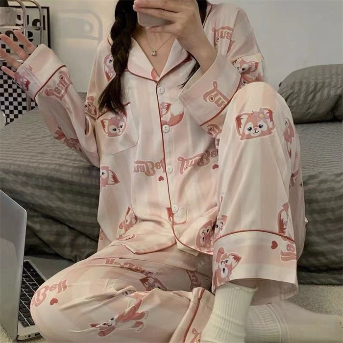 Women's High-end Ice Silk Pajama Set-zoom-
