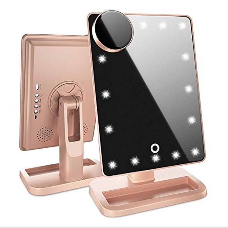Touch Screen Makeup Mirror With 20 LED Light Bluetooth Music Speaker 10X Magnifying Mirrors Lights-zoom-