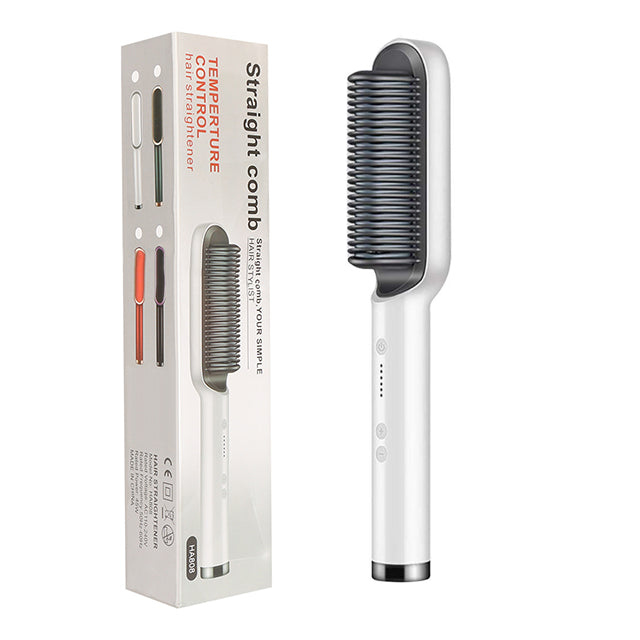 New 2 In 1 Hair Straightener Hot Comb Negative Ion Curling Tong Dual-purpose Electric Hair Brush-zoom-