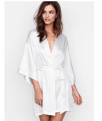 Summer Champagne Chinese Bride Wedding Robe Satin Sleepwear-zoom-