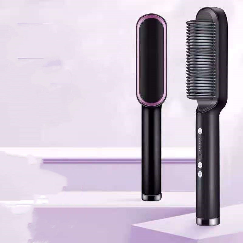 New 2 In 1 Hair Straightener Hot Comb Negative Ion Curling Tong Dual-purpose Electric Hair Brush-zoom-