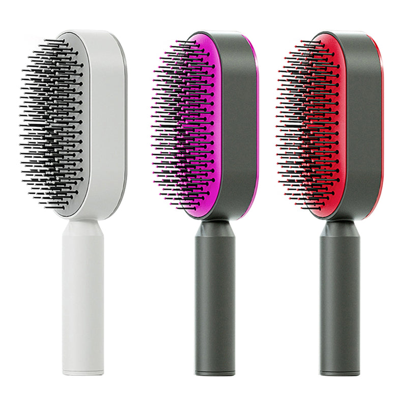 Self Cleaning Hair Brush For Women One-key Cleaning Hair Loss Airbag Massage Scalp Comb Anti-Static Hairbrush-zoom-