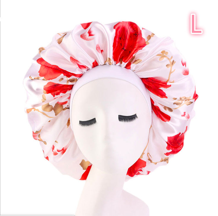 Beauty print Satin silk Bonnet sleep night cap-zoom-
