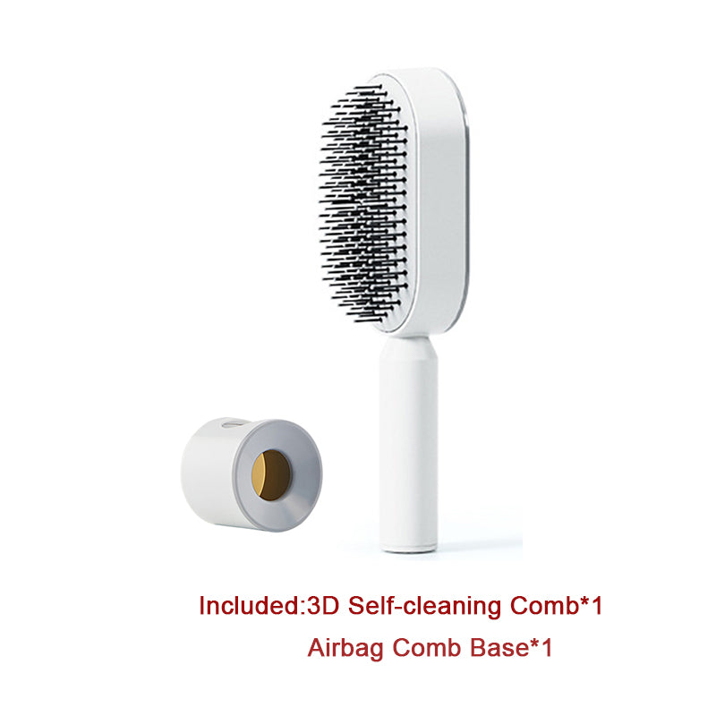 Self Cleaning Hair Brush For Women One-key Cleaning Hair Loss Airbag Massage Scalp Comb Anti-Static Hairbrush-zoom-