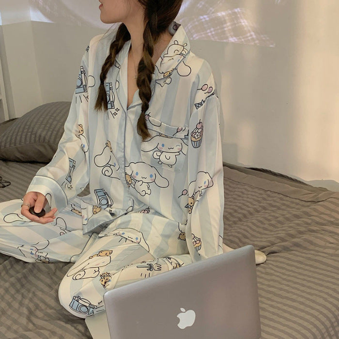 Women's High-end Ice Silk Pajama Set-zoom-