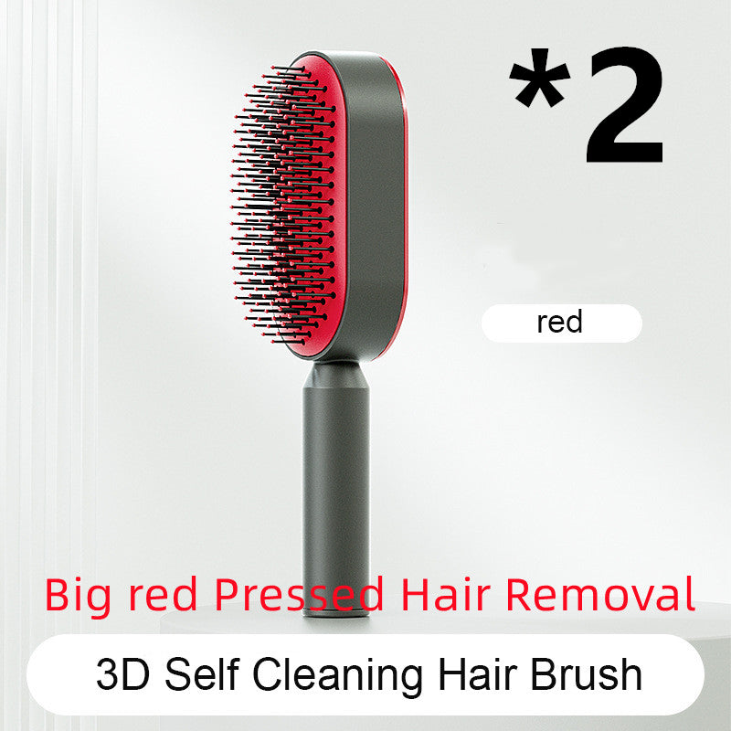 Self Cleaning Hair Brush For Women One-key Cleaning Hair Loss Airbag Massage Scalp Comb Anti-Static Hairbrush-zoom-