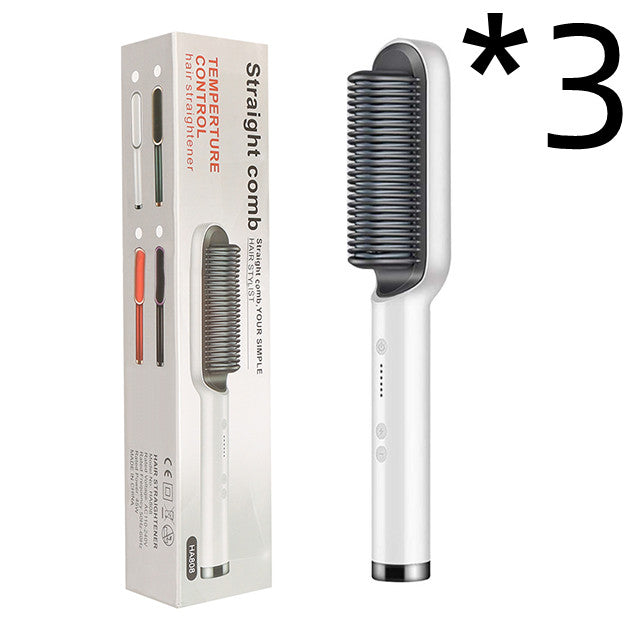 New 2 In 1 Hair Straightener Hot Comb Negative Ion Curling Tong Dual-purpose Electric Hair Brush-zoom-